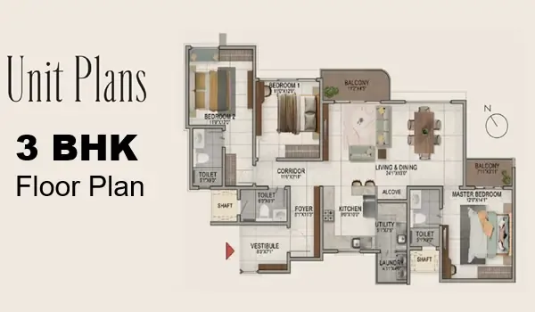 Featured Image of Sattva Vistara 3 BHK Floor Plan